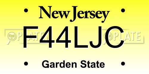 F44LJC New Jersey License Plate