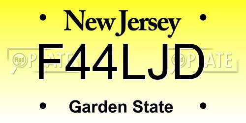 F44LJD New Jersey License Plate