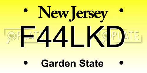 F44LKD New Jersey License Plate