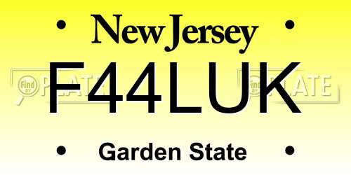 F44LUK New Jersey License Plate