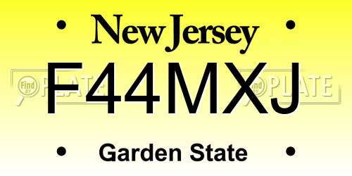 F44MXJ New Jersey License Plate