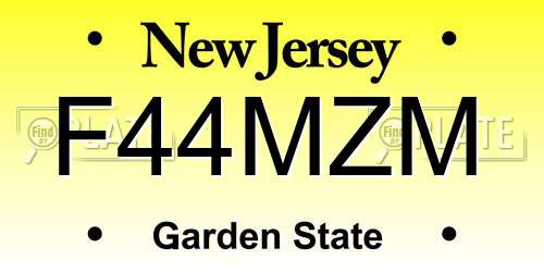 F44MZM New Jersey License Plate