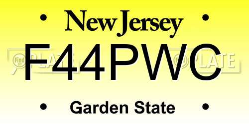 F44PWC New Jersey License Plate