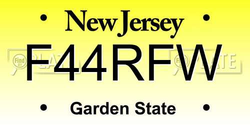 F44RFW New Jersey License Plate