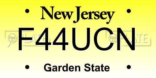 F44UCN New Jersey License Plate