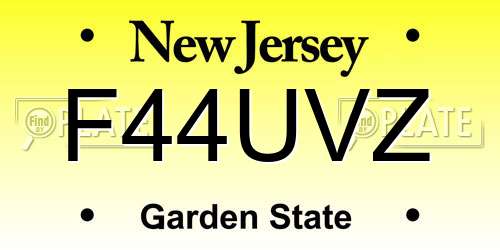 F44UVZ New Jersey License Plate