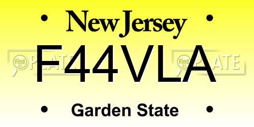 F44VLA New Jersey License Plate