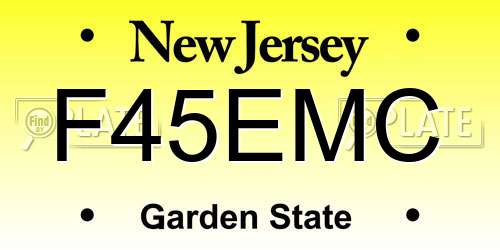 F45EMC New Jersey License Plate