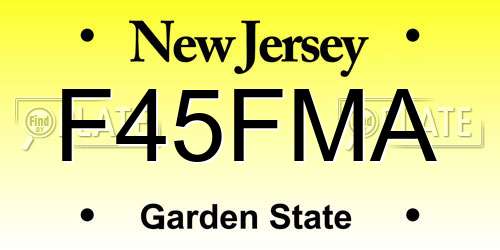 F45FMA New Jersey License Plate
