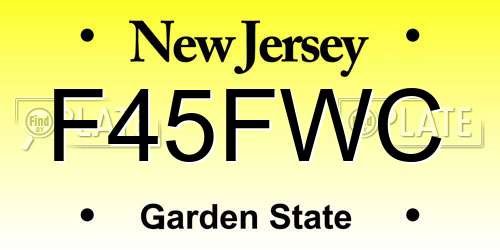 F45FWC New Jersey License Plate