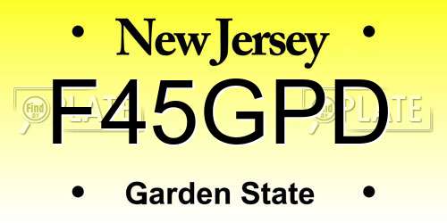 F45GPD New Jersey License Plate