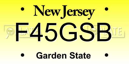 F45GSB New Jersey License Plate