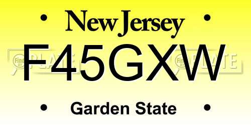 F45GXW New Jersey License Plate
