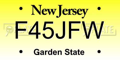 F45JFW New Jersey License Plate