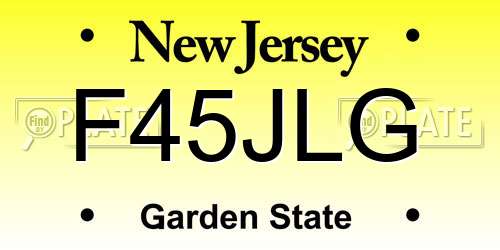 F45JLG New Jersey License Plate