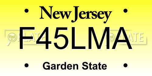 F45LMA New Jersey License Plate