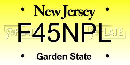 F45NPL New Jersey License Plate