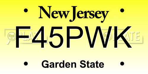 F45PWK New Jersey License Plate