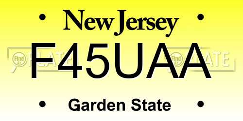 F45UAA New Jersey License Plate