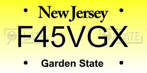 F45VGX New Jersey License Plate