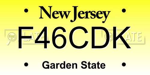 F46CDK New Jersey License Plate