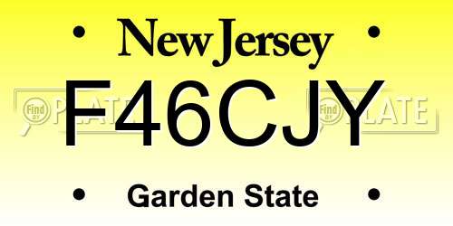 F46CJY New Jersey License Plate