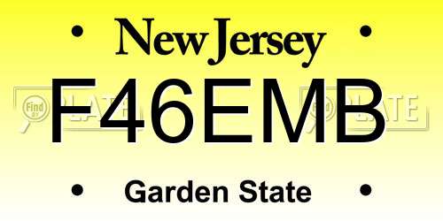 F46EMB New Jersey License Plate