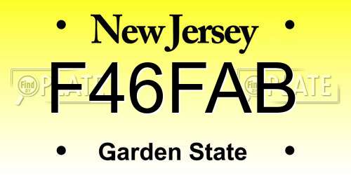 F46FAB New Jersey License Plate