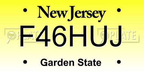 F46HUJ New Jersey License Plate