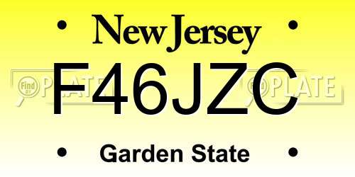 F46JZC New Jersey License Plate