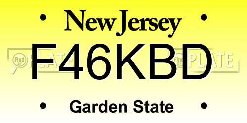F46KBD New Jersey License Plate
