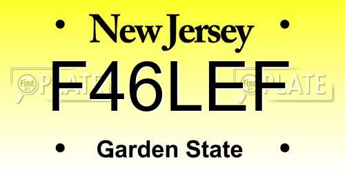 F46LEF New Jersey License Plate