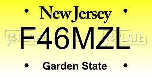 F46MZL New Jersey License Plate