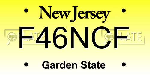 F46NCF New Jersey License Plate