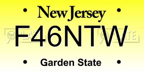 F46NTW New Jersey License Plate