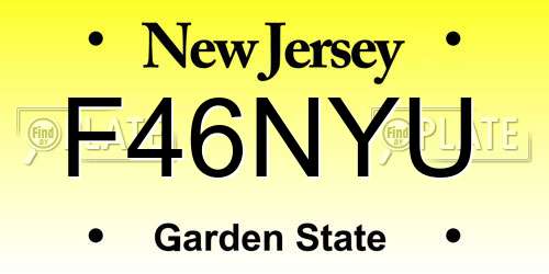 F46NYU New Jersey License Plate