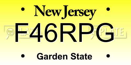 F46RPG New Jersey License Plate