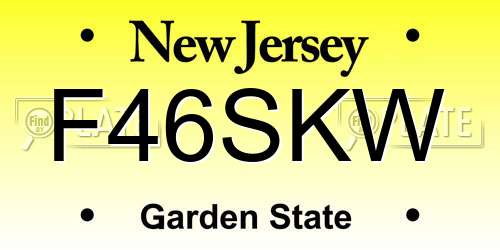 F46SKW New Jersey License Plate