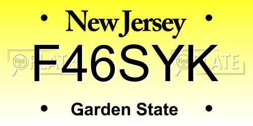 F46SYK New Jersey License Plate