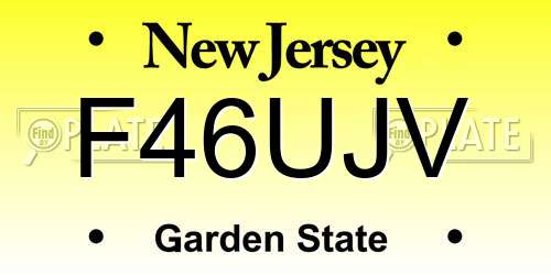 F46UJV New Jersey License Plate
