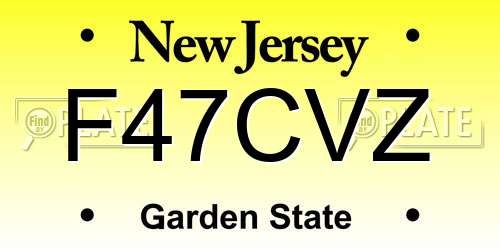 F47CVZ New Jersey License Plate