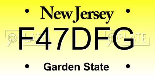 F47DFG New Jersey License Plate