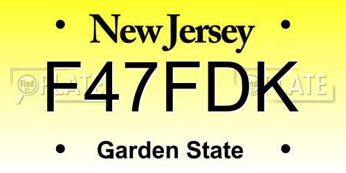 F47FDK New Jersey License Plate
