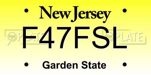 F47FSL New Jersey License Plate