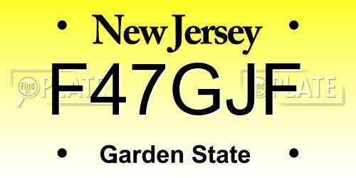 F47GJF New Jersey License Plate