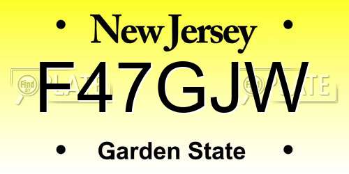 F47GJW New Jersey License Plate