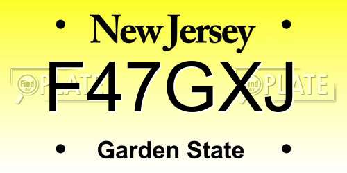 F47GXJ New Jersey License Plate