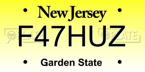 F47HUZ New Jersey License Plate