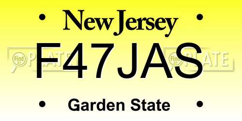 F47JAS New Jersey License Plate