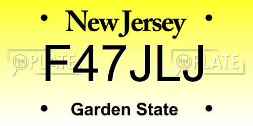 F47JLJ New Jersey License Plate